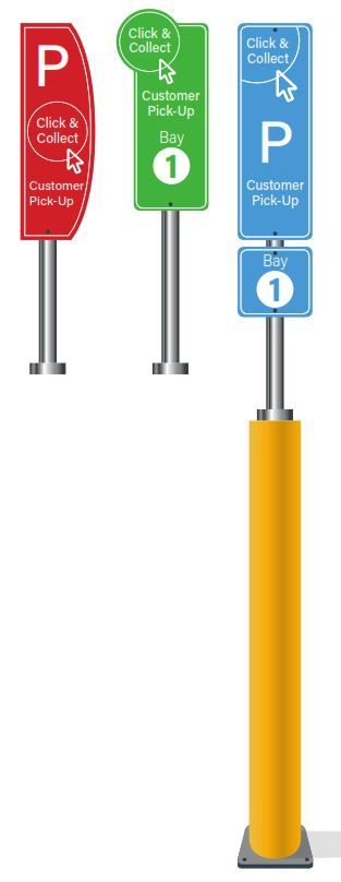 Spring Return Bollard - Dedicated Parking Click and Collect or Pick up Zone