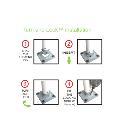 1.1m G2 Spring Return Signpost and R2-3A Sign Kit - Turn and Lock